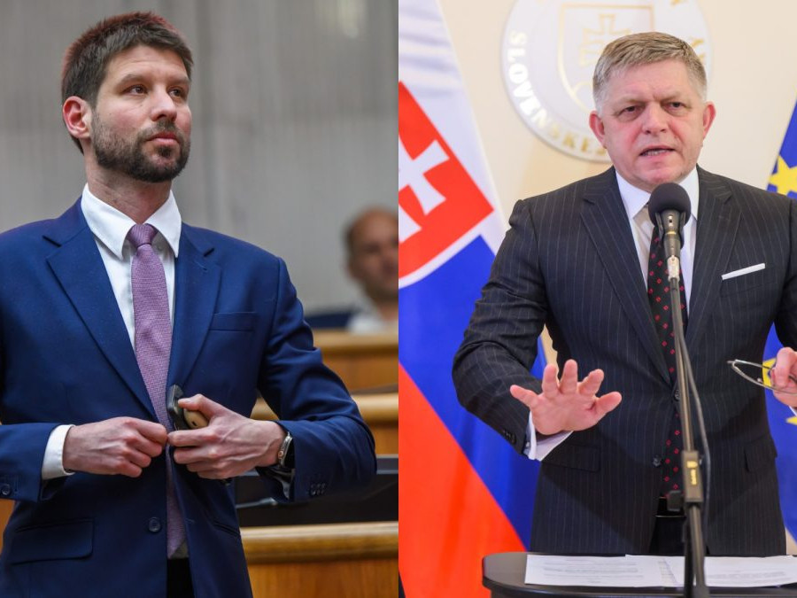 Líder Progresívneho Slovenska Michal Šimečka a predseda strany Smer-SD Robert Fico.