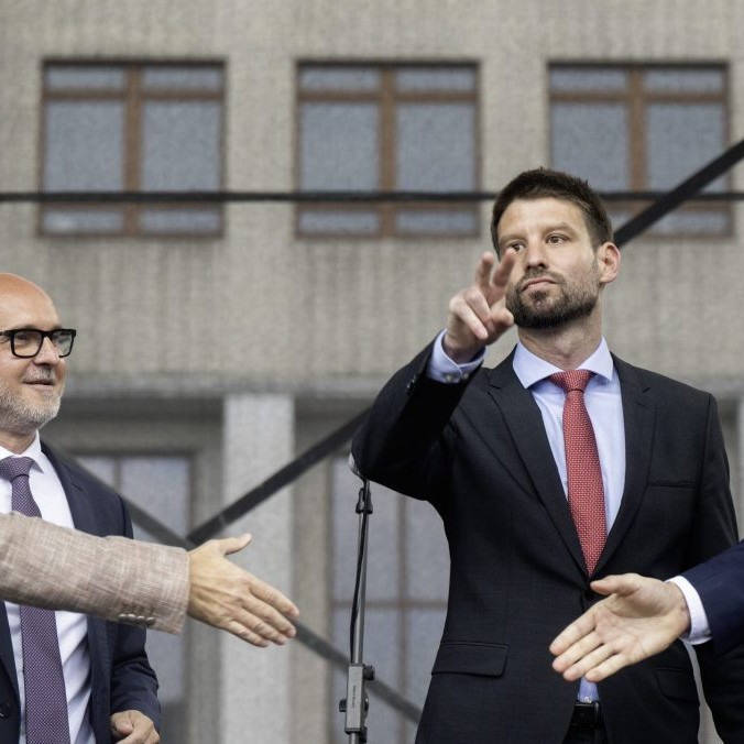 Zľava Jaroslav Naď, Branislav Gröhling, Michal Šimečka a Milan Majerský.