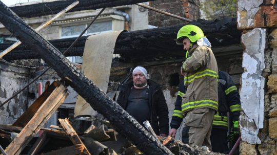 Trosky budovy v Odese.