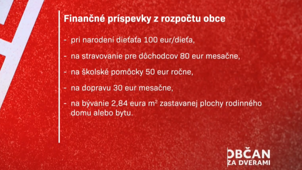 Finančn&eacute; pr&iacute;spevky z&nbsp;rozpočtu obce.