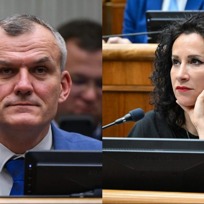 Poslanec NR SR Roman Malatinec a poslankyňa Zora Jaurová (PS).