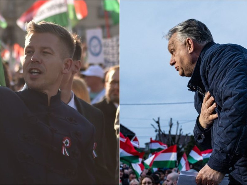 Na snímke Péter Magyar a Viktor Orbán.