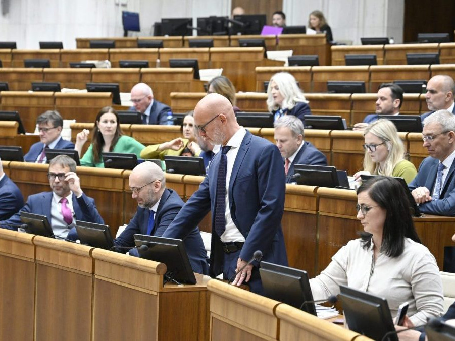 Na ilustračnej snímke poslanci v parlamente.