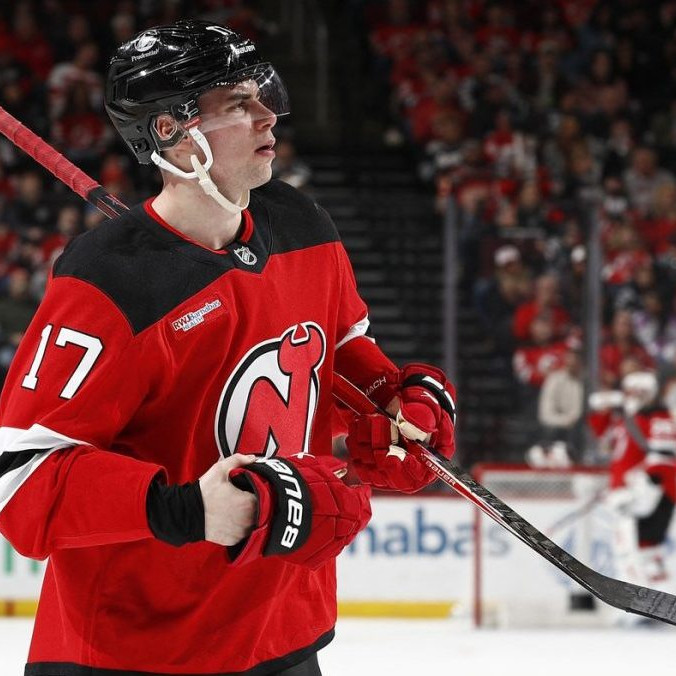 Šimon Nemec v drese New Jersey Devils.