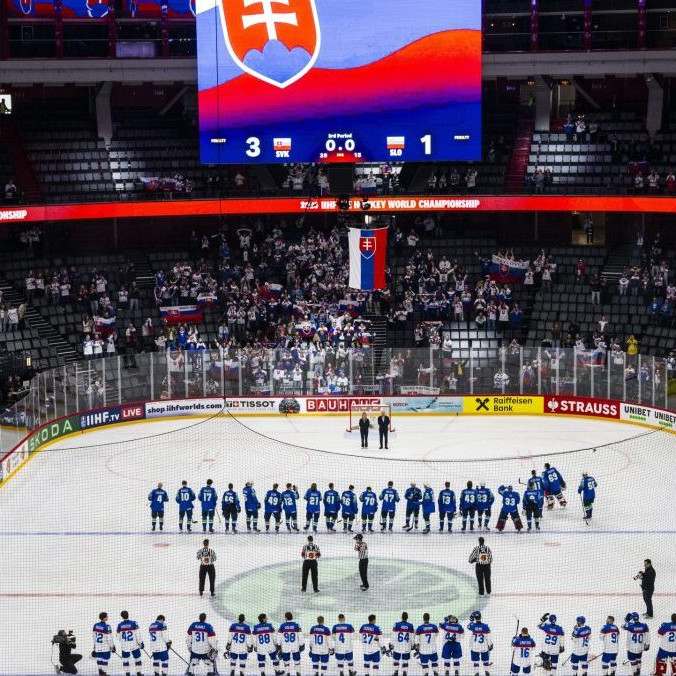 snímka zo štadióna počas MS v hokeji 2025.