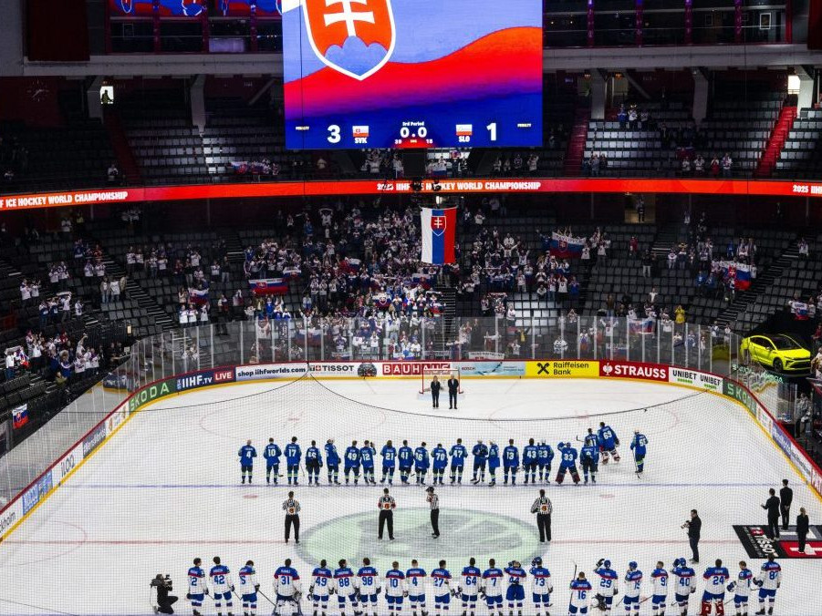 snímka zo štadióna počas MS v hokeji 2025.
