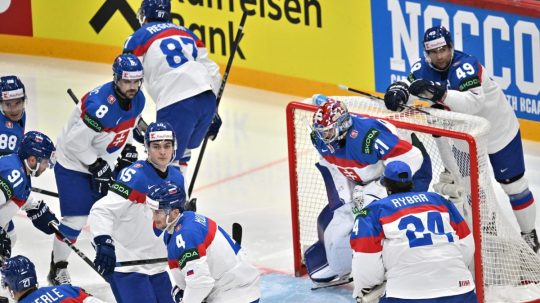 Slovenskí hokejisti na MS v hokeji 2025.