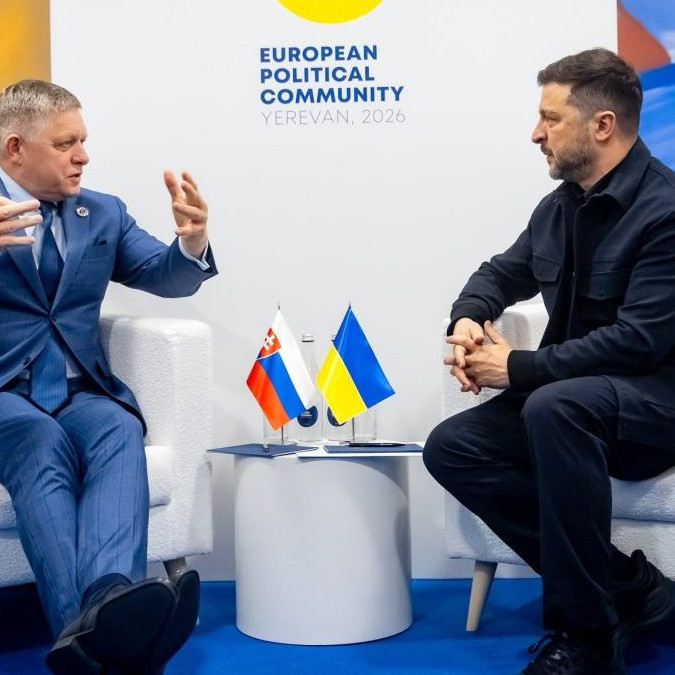Robert Fico počas stretnutia s Volodymyrom Zelenským.