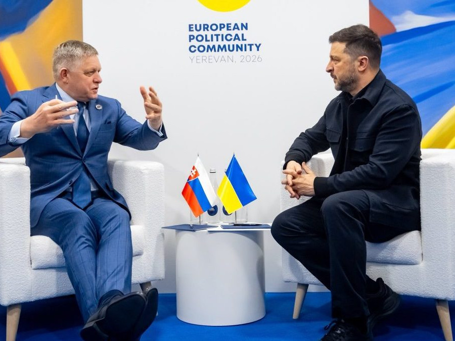 Robert Fico počas stretnutia s Volodymyrom Zelenským.