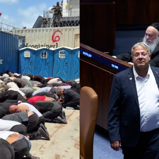Na koláži zadržaní ľudia v Izraeli a izraelský minister Ben Gvir.