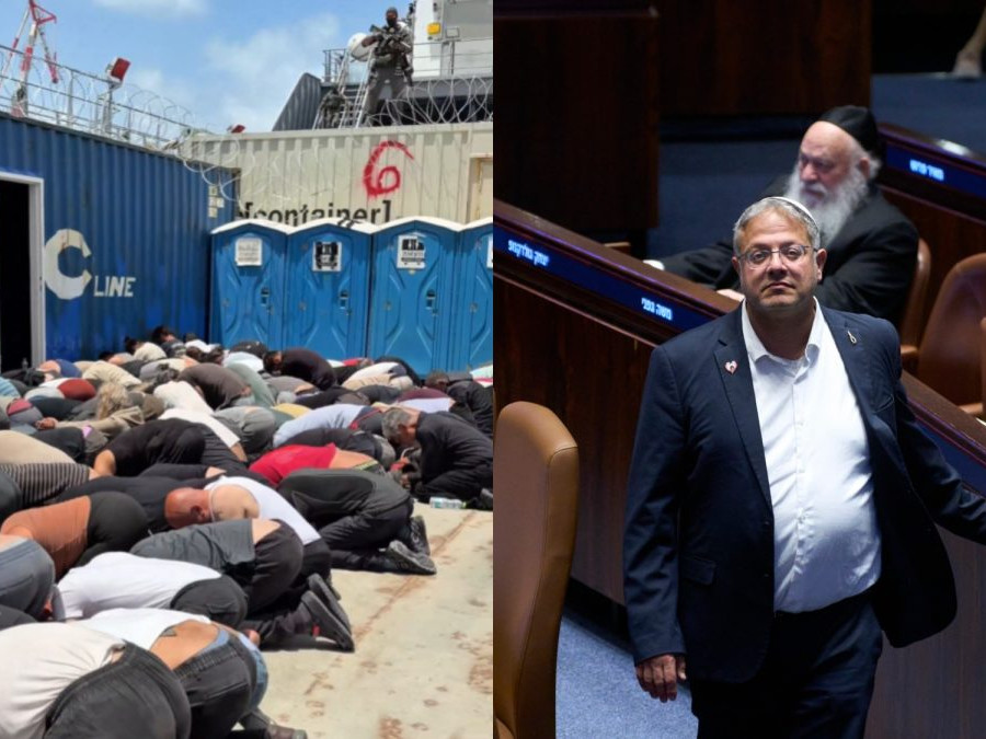 Na koláži zadržaní ľudia v Izraeli a izraelský minister Ben Gvir.