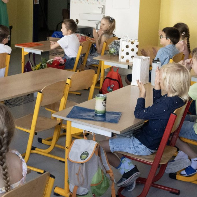 prváci na konci školského roka