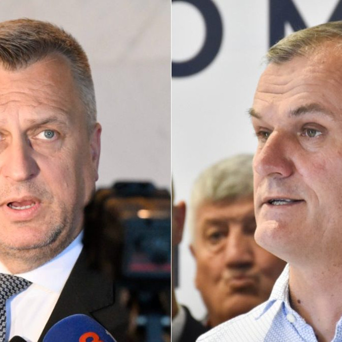Na snímke Andrej Danko (SNS) a Roman Malatinec (Strana Vidieka).