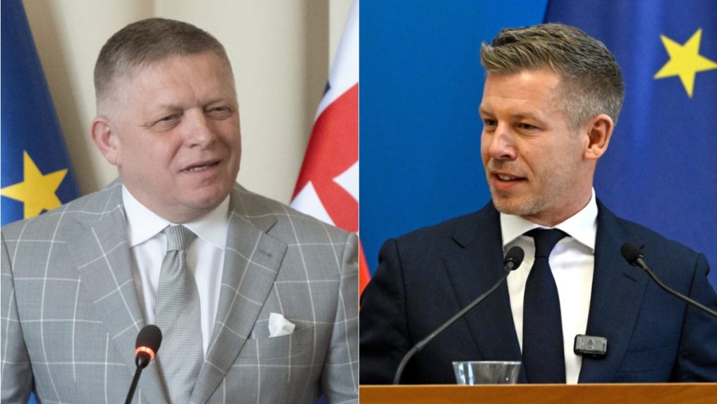 Na snímke Róbert Fico a Péter Magyar.