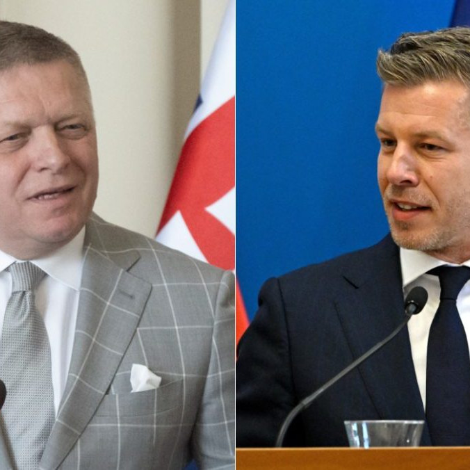 Na snímke Róbert Fico a Péter Magyar.