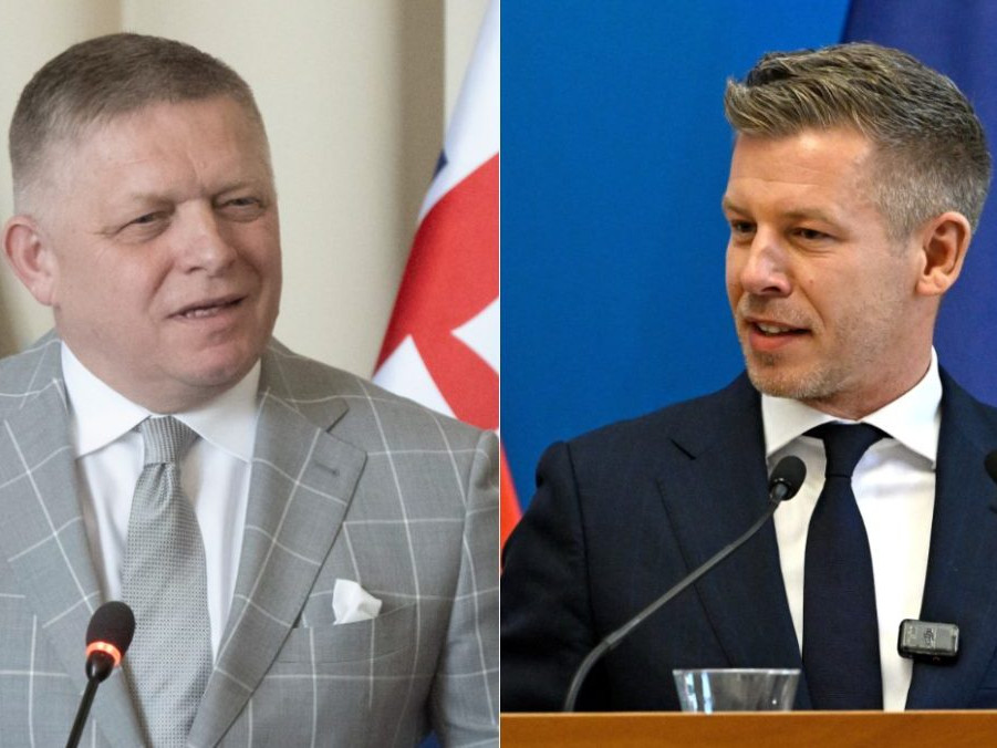 Na snímke Róbert Fico a Péter Magyar.