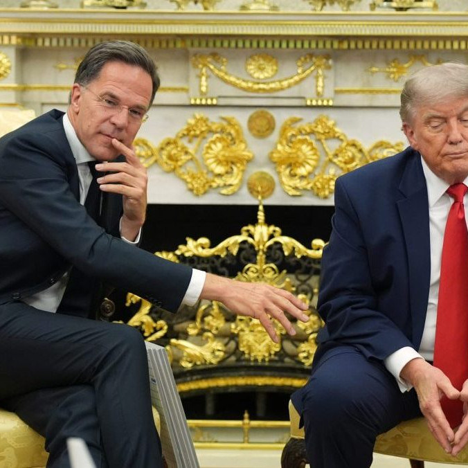 Generálny tajomník NATO Mark Rutte a prezident USA Donald Trump.
