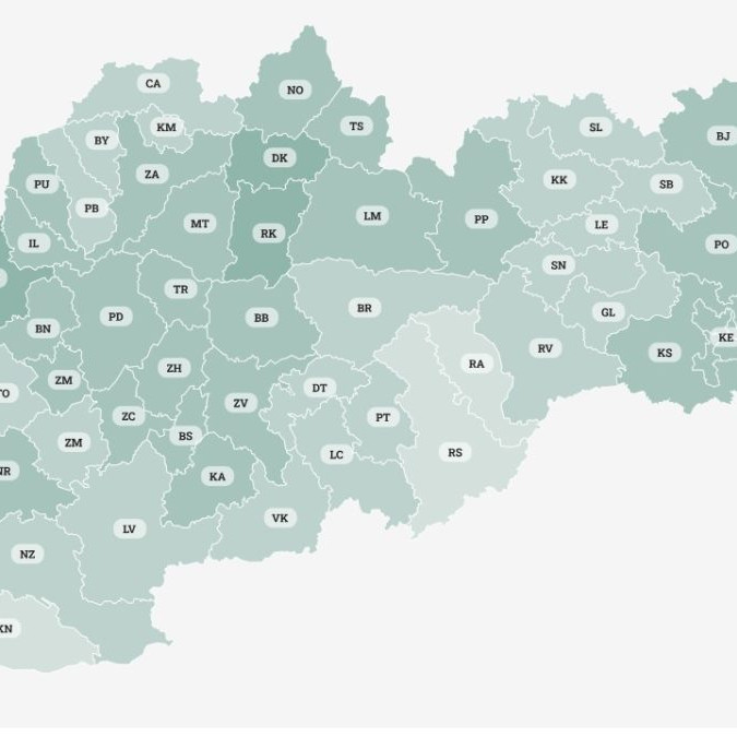 Mapa hlasovania v referende.