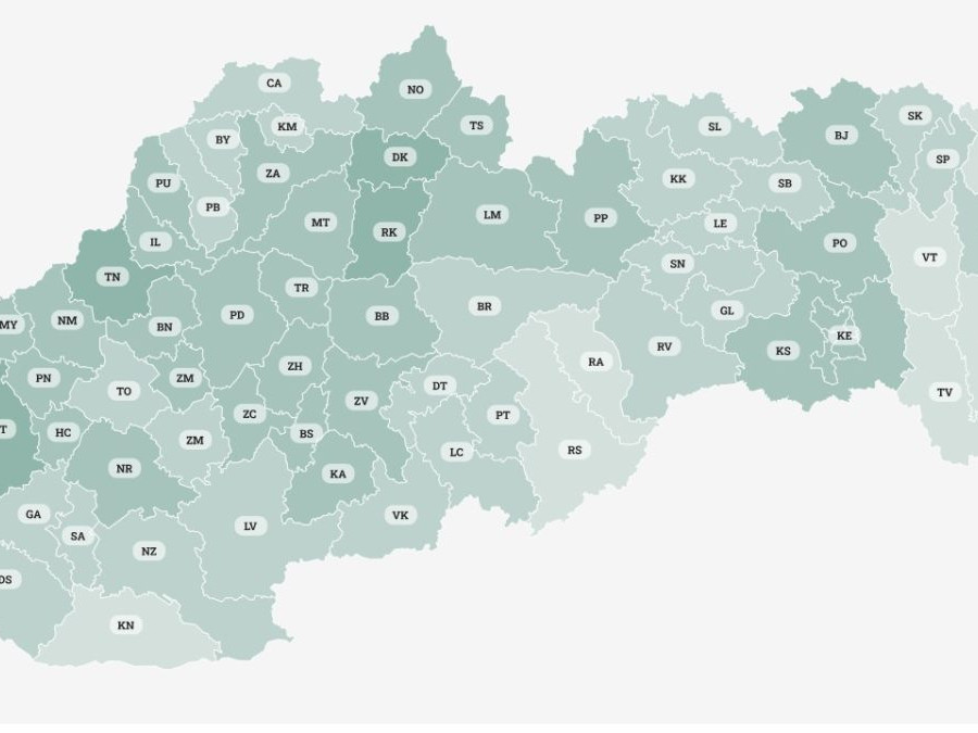 Mapa hlasovania v referende.