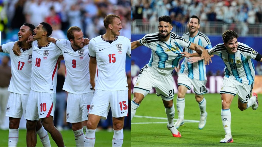 Hráči Anglicka a Argentíny.