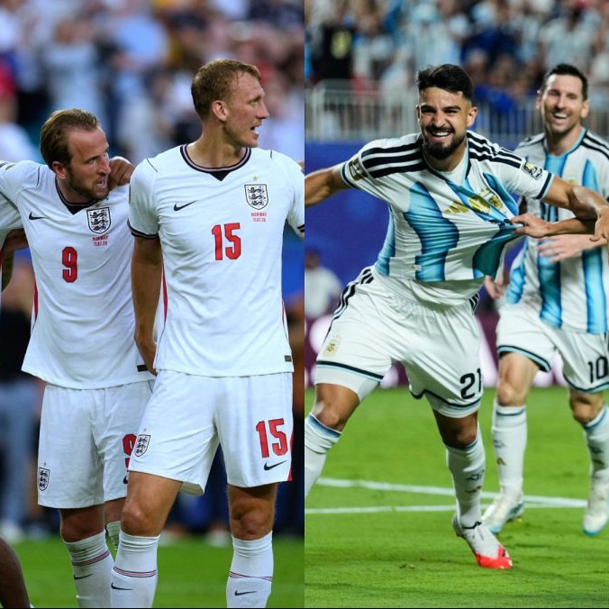 Hráči Anglicka a Argentíny.