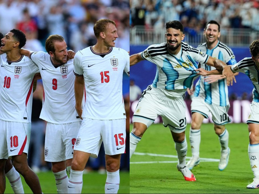 Hráči Anglicka a Argentíny.
