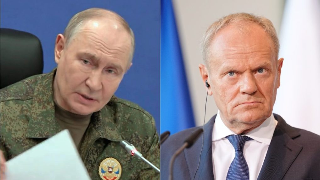 Na snímke Vladimir Putin a Donald Tusk.