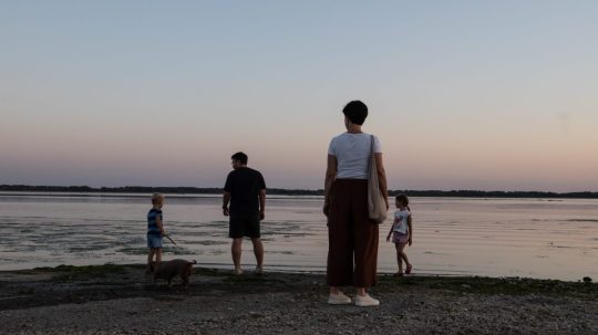 Nízka hladina Dunaja na zdrži Hrušov Vodného diela Gabčíkovo.