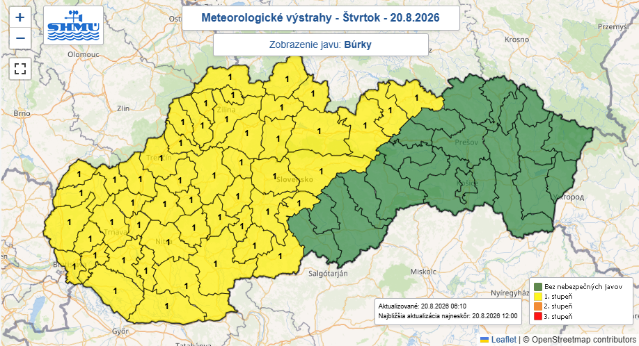 Na sn&iacute;mke mapa s v&yacute;strahami pred b&uacute;rkami.