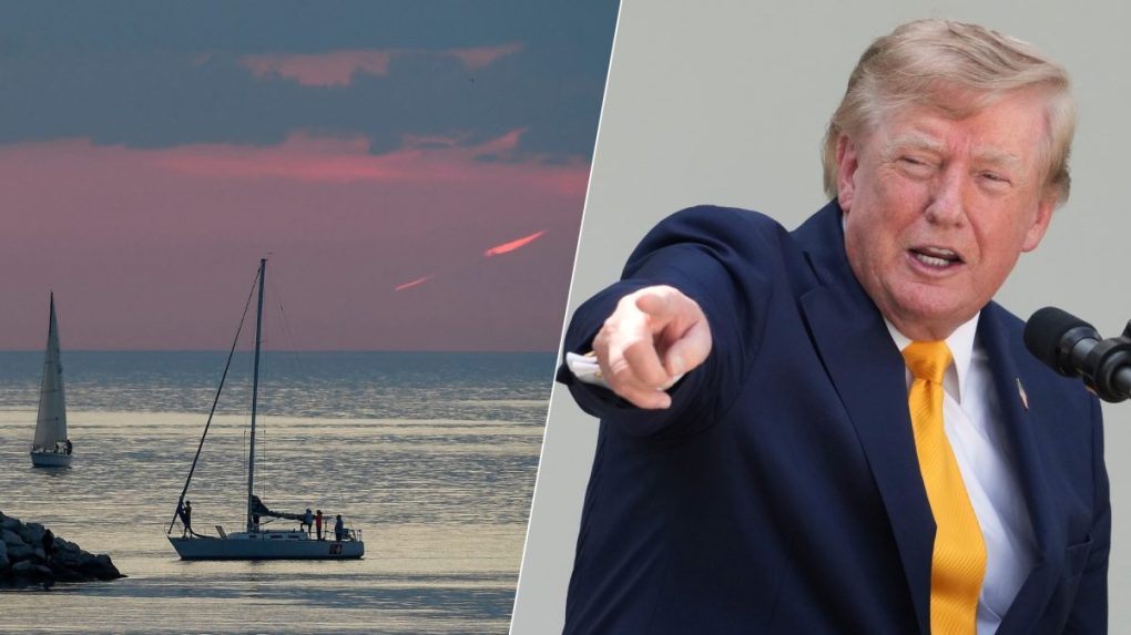 Na kombosnímke ontárijské jazero a Donald Trump.