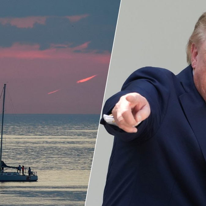 Na kombosnímke ontárijské jazero a Donald Trump.