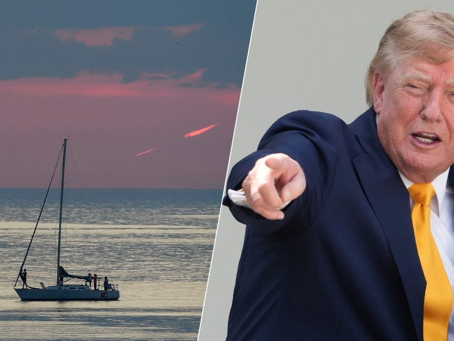 Na kombosnímke ontárijské jazero a Donald Trump.