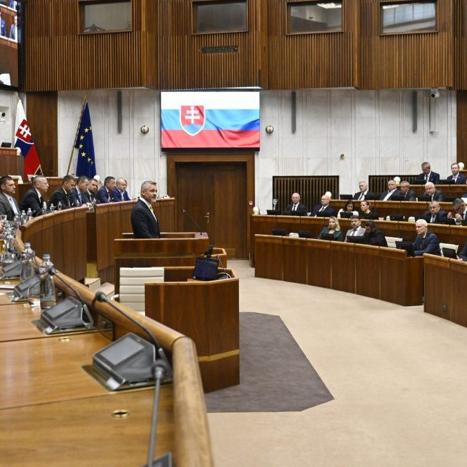 Prezident Peter Pellegrini počas prejavu v rokovacej sále NR SR.