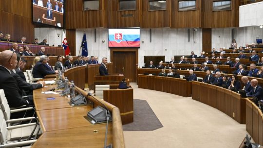 Prezident Peter Pellegrini počas prejavu v rokovacej sále NR SR.