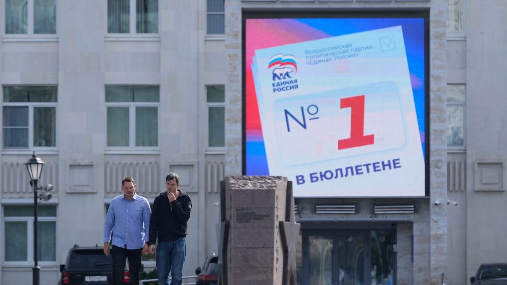 volebný bilbord v Moskve