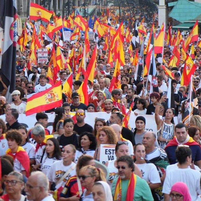 Na snímke protestujúci v Španielsku.