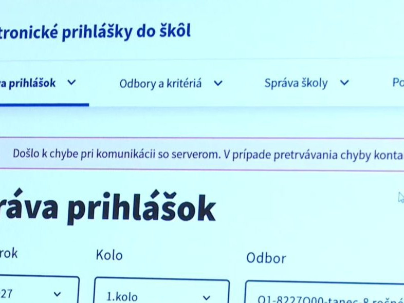 Na snímke chyba v systéme ePrihlášky.