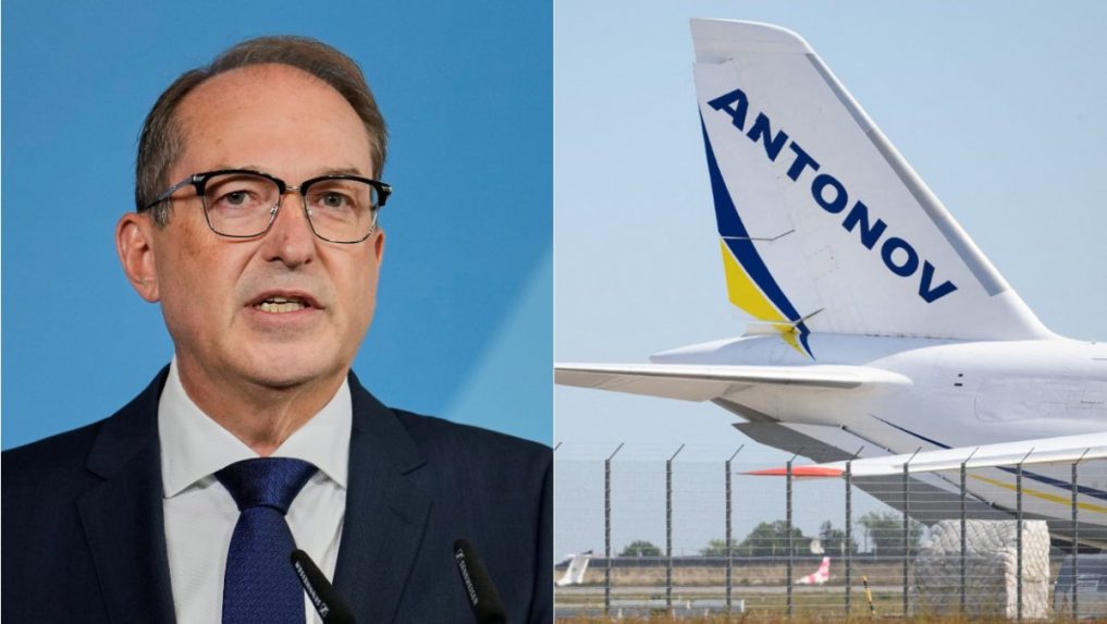 Na kombosnímke Johan Wadephul a časť lietadla Antonov.
