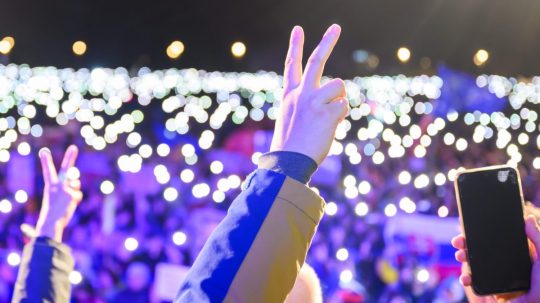 Protest pri príležitosti výročia Nežnej revolúcie v Bratislave.