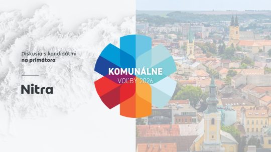 Na snímke grafika k diskusii kandidátov na post primátora Nitry.
