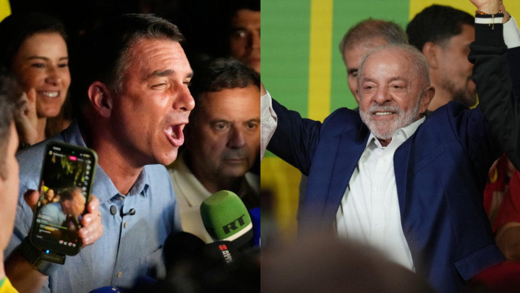 Zľava Flávio Bolsonaro a Luiz Inácio Lula da Silva.