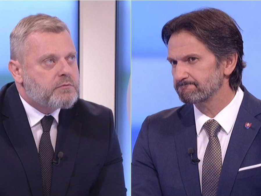 Na snímke Juraj Krúpa a Robert Kaliňák počas relácie O 5 minút 12.