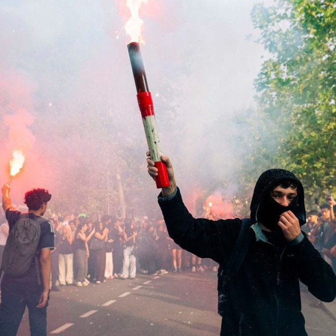 Protestujúci študenti vo Francúzsku.